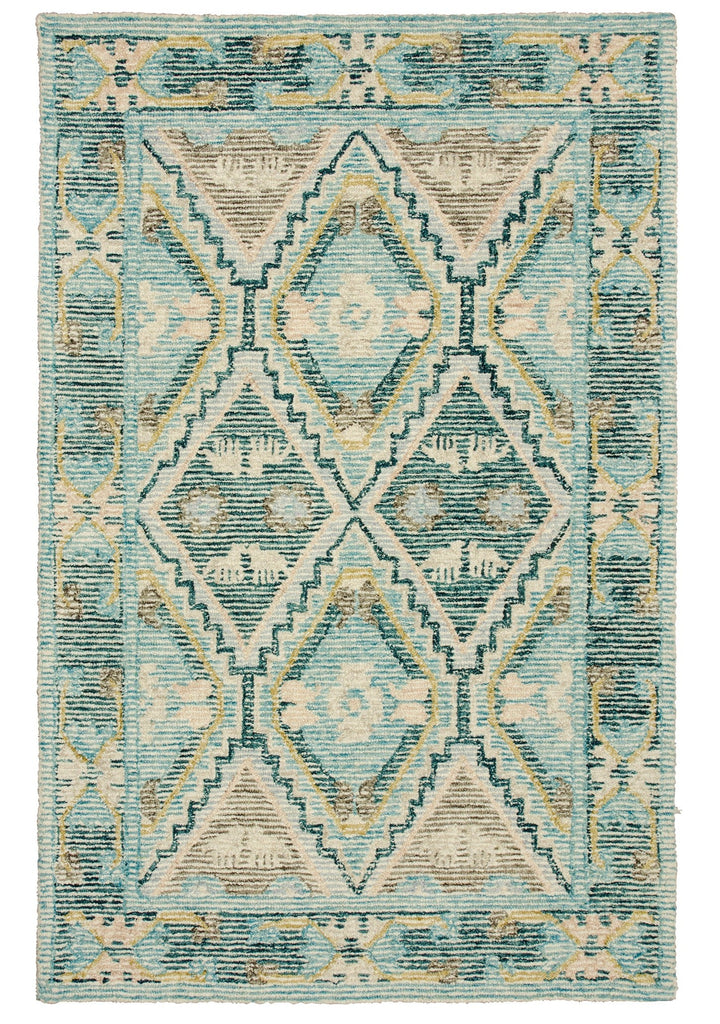 Blue Tone Hand Tufted Indian Wool Rug - R27746 - Uneeka