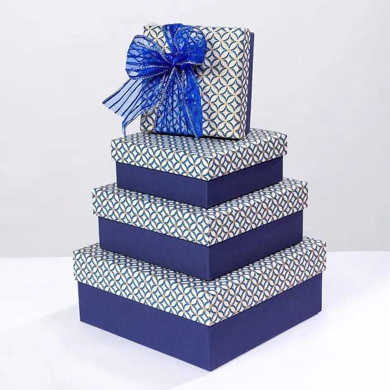 Trellis Print Gift Boxes - GBX4023BL - Uneeka