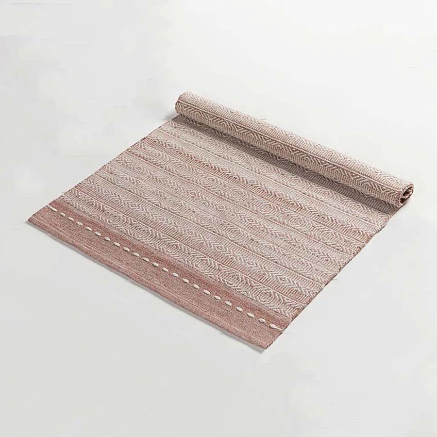 Blush Pink Herringbone and Diamond Stripe Rug - PETRHMP - Uneeka