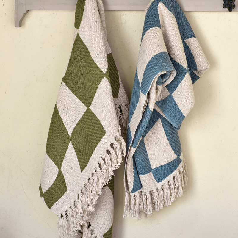 Bold Check Printed Recycled Cotton Throw - GEOTB - Uneeka