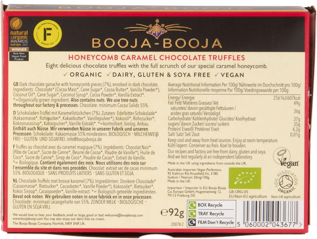 Booja Booja Honeycomb Caramel 8 Vegan Truffles - BB60574 - Uneeka