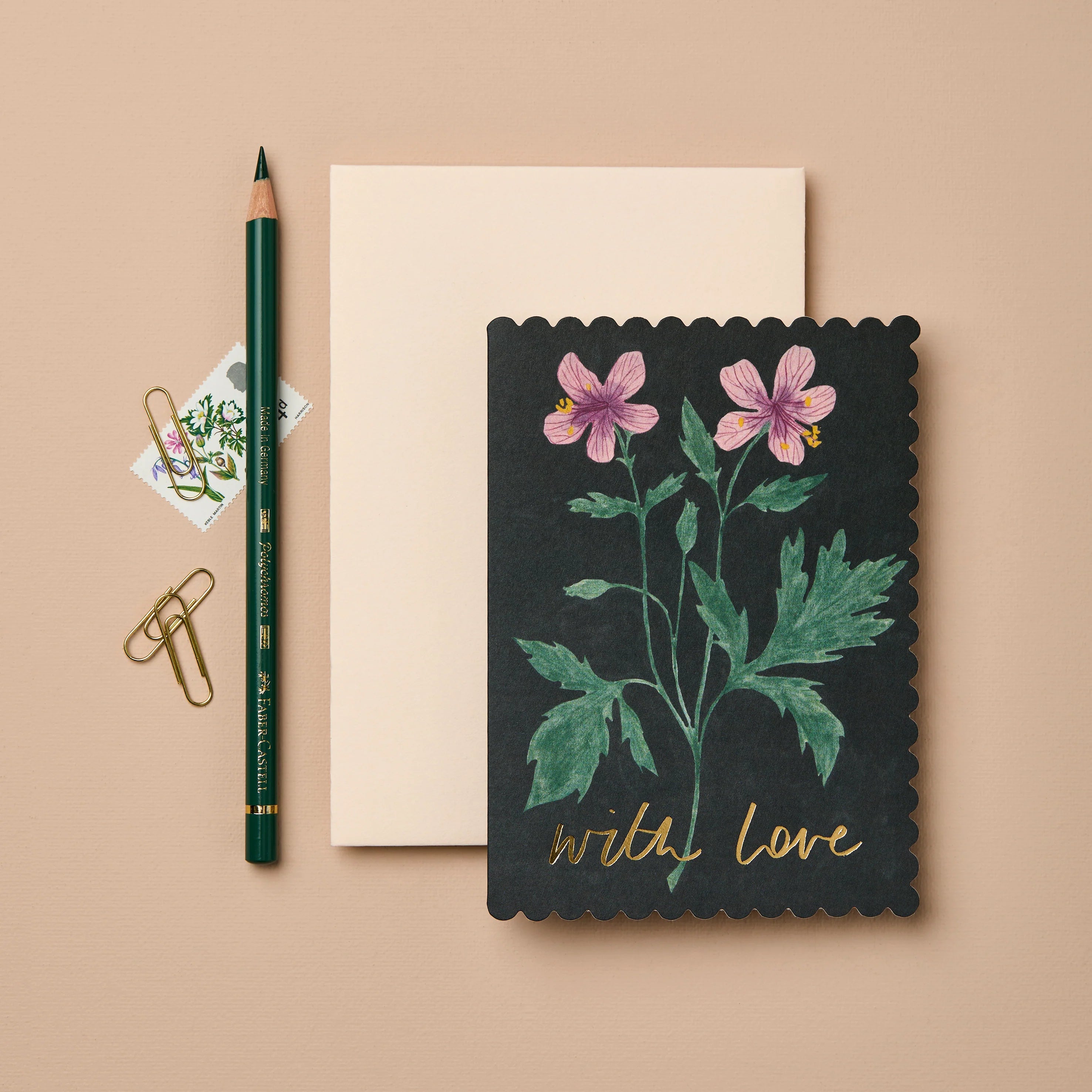 Botanical Geranium With Love Greetings Card - WAN 6085 - Uneeka