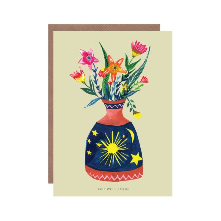 Bottle of Flowers Get Well Soon Greetings Card - HCWB129 - Uneeka