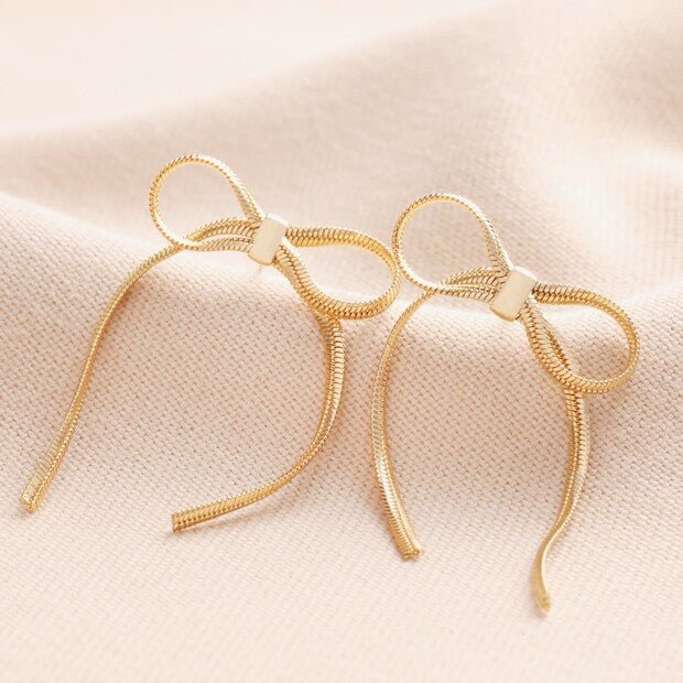Bow Snake Chain Statement Stud Earrings - 74270 - Uneeka