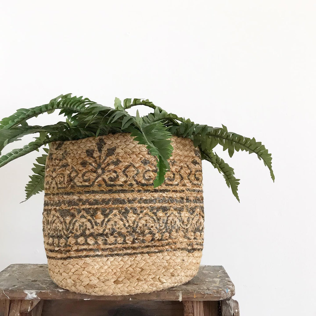 Braided Jute Block Printed Planter - PL4 - Uneeka