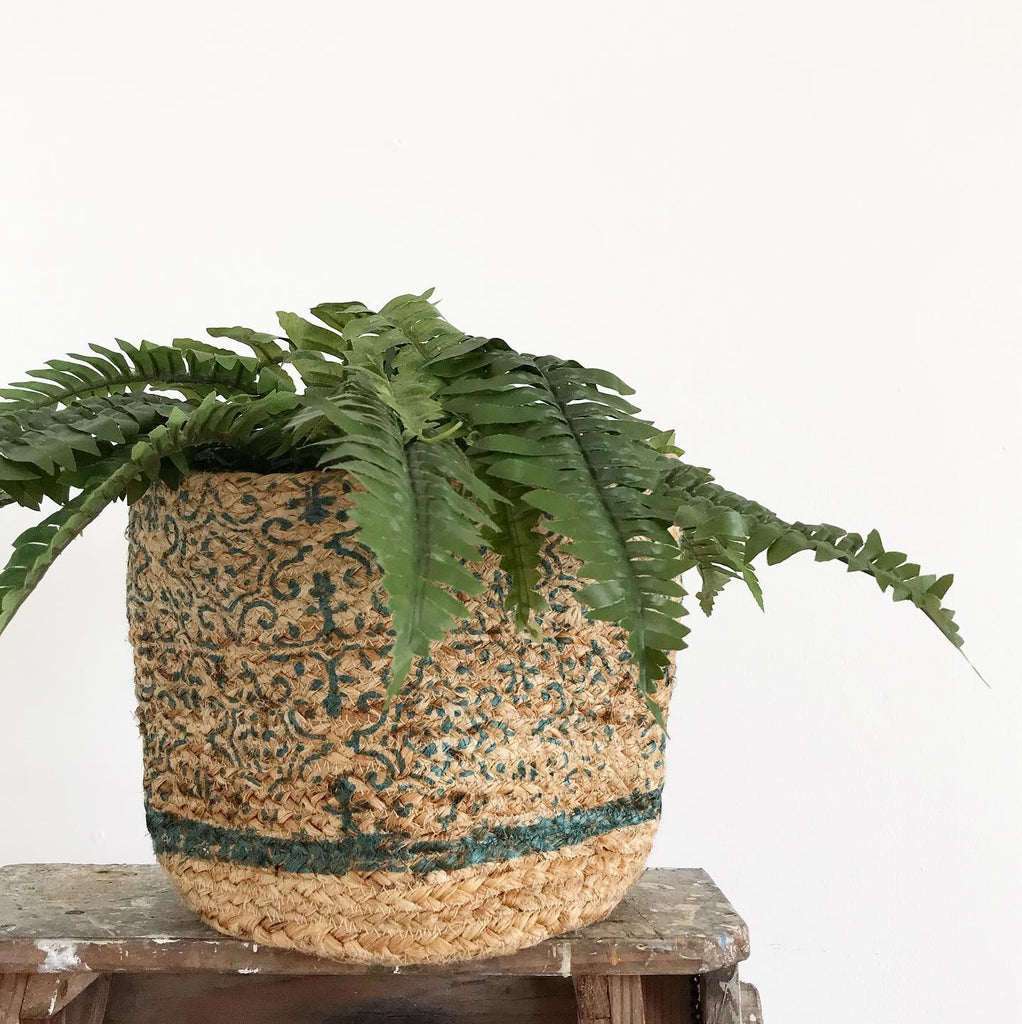 Braided Jute Block Printed Planter - PL4 - Uneeka