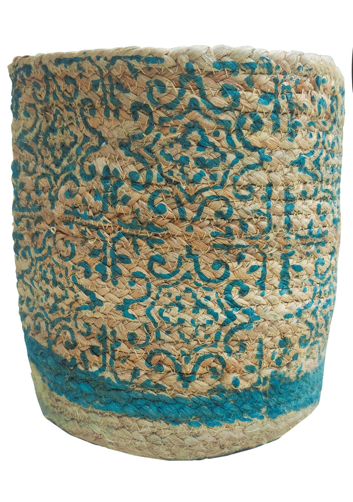 Braided Jute Block Printed Planter - PL6 - Uneeka