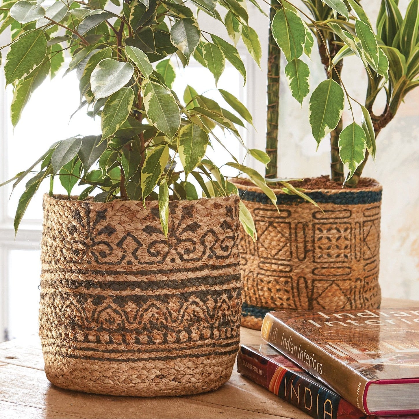 Braided Jute Block Printed Planter - PL6 - Uneeka