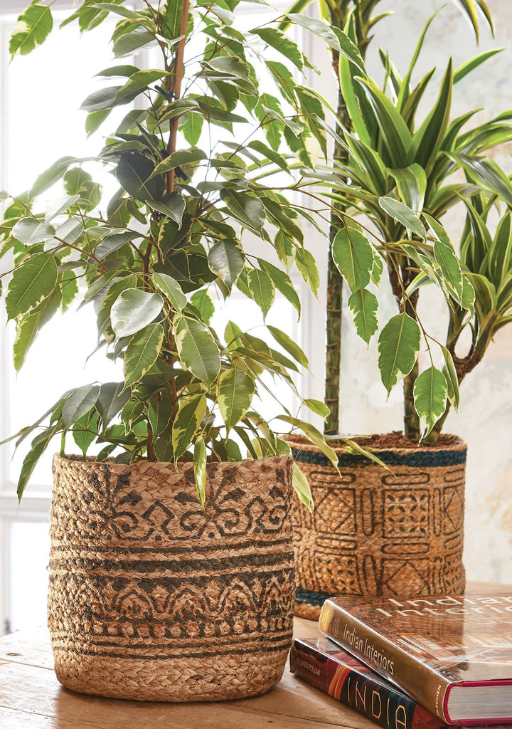 Braided Jute Block Printed Planter - PL6 - Uneeka