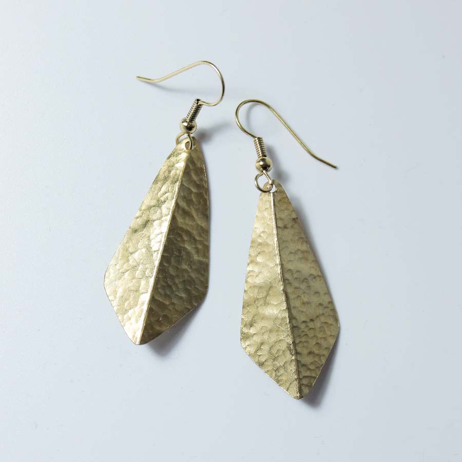 Brass 3D Triangle Earrings - JEBB9 - Uneeka