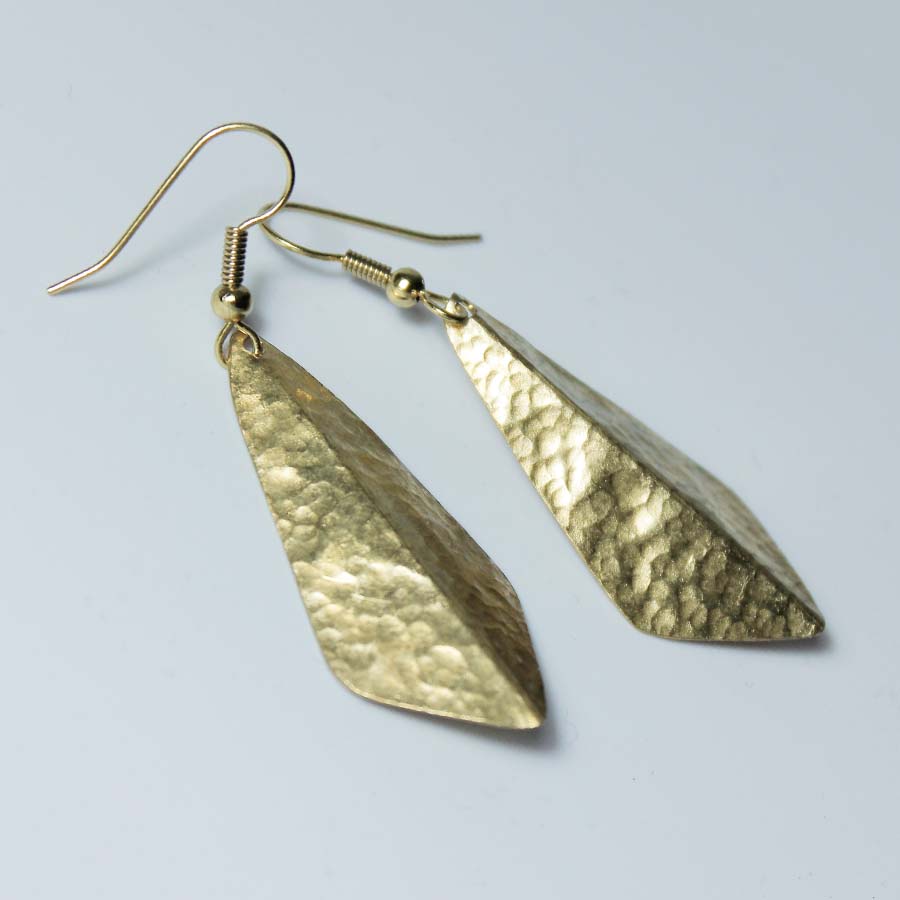 Brass 3D Triangle Earrings - JEBB9 - Uneeka