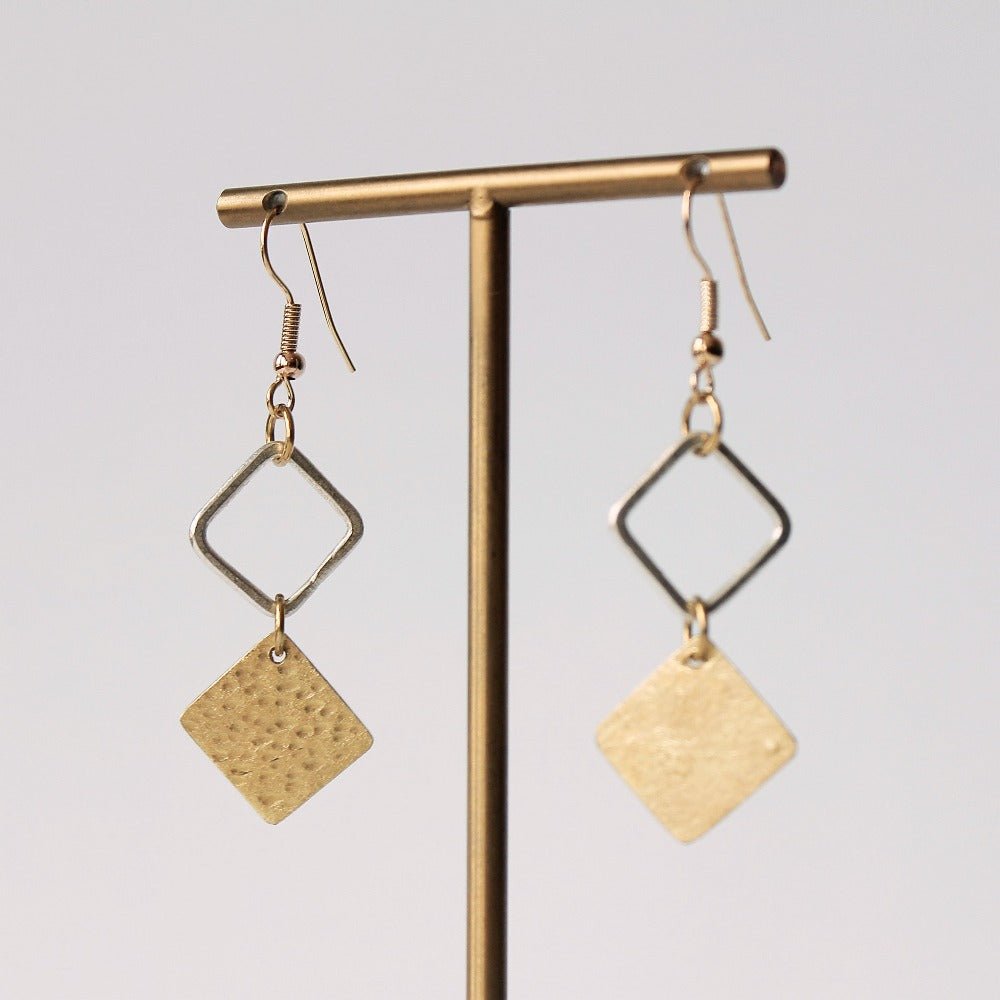 Brass And Silver Plate Diamond Earrings - JEMBS1am - Uneeka