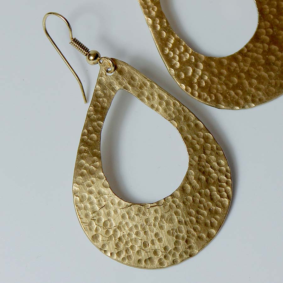 Brass Cut Out Teardrop Earrings - JEMB43 - teardrop - Uneeka