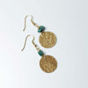 Brass Disc and Green Malachite Chip Earrings - JEMB23 - Uneeka
