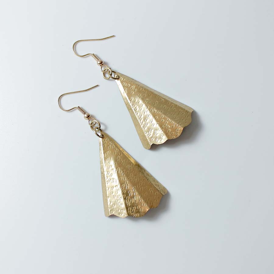 Brass Large Fan Earrings - JEMB27 - LARGE - Uneeka