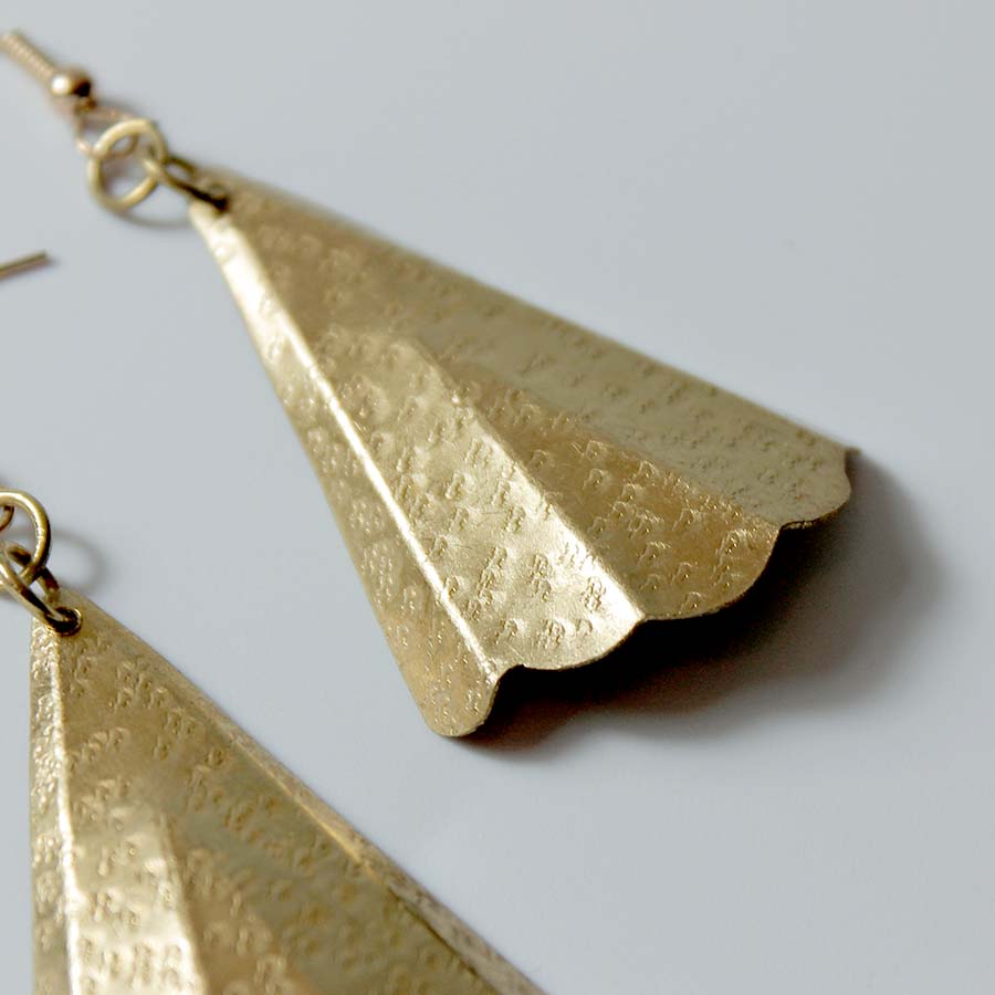 Brass Large Fan Earrings - JEMB27 - LARGE - Uneeka
