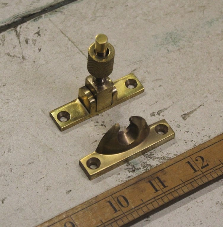 Brass Sash Window Screw Down Sprung Fastener - K108.AL - Uneeka