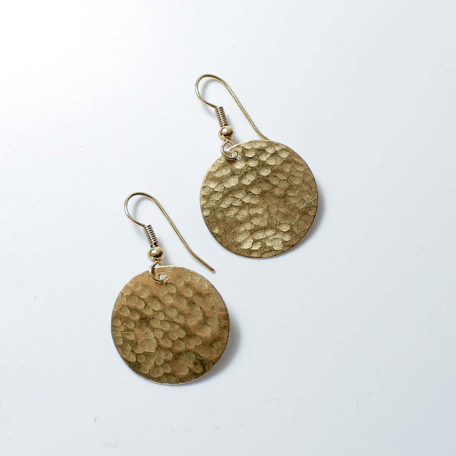 Brass Single Disc Earrings - JEBB11 - Uneeka