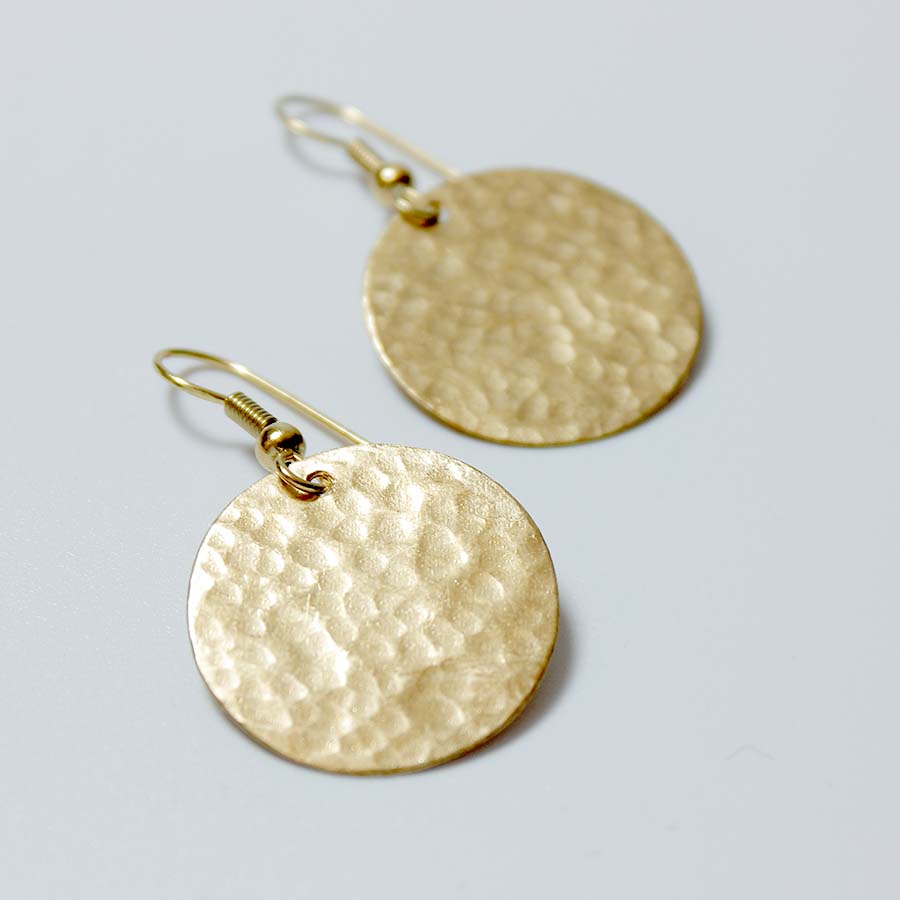 Brass Single Disc Earrings - JEBB11 - Uneeka