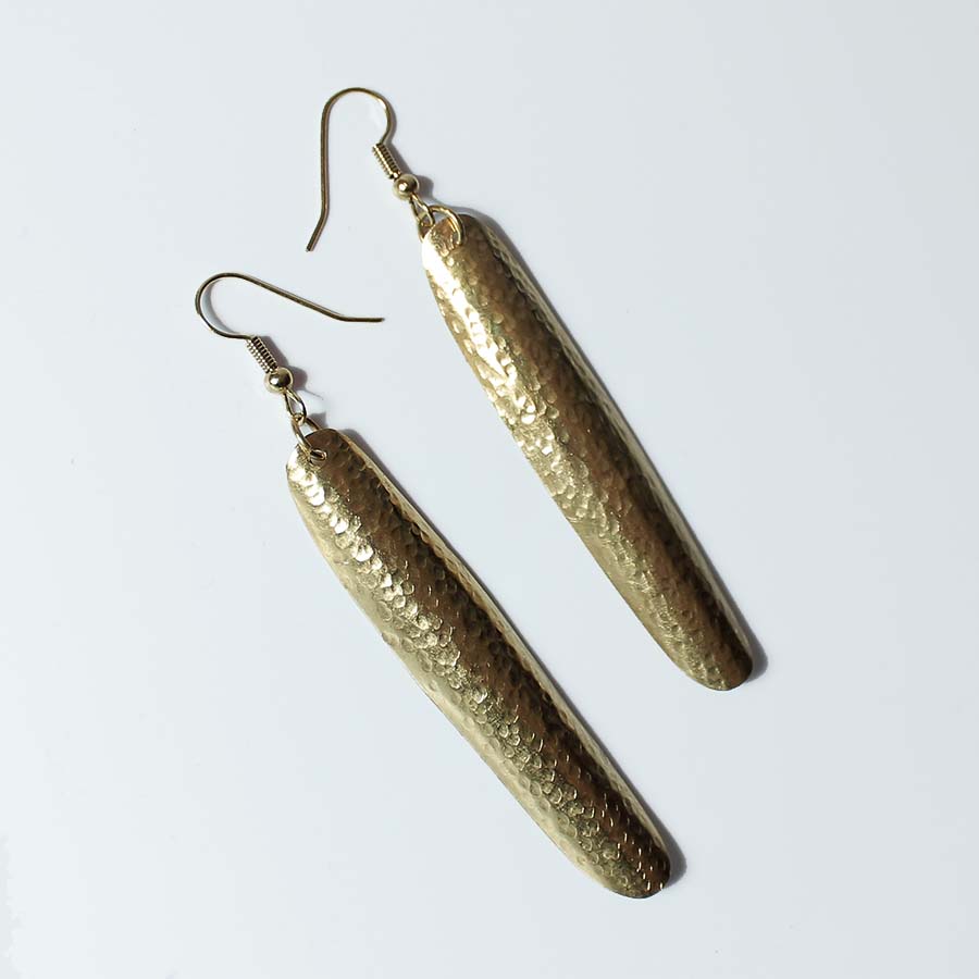 Brass Slim Leaf Earrings - JEMB26 - Uneeka