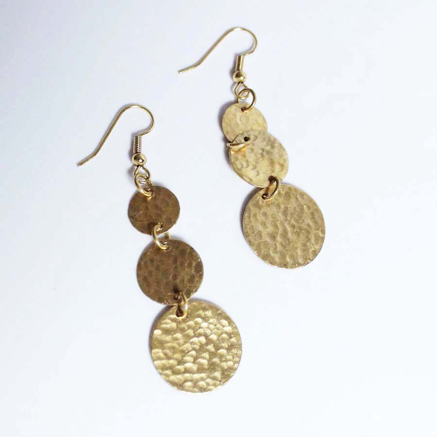 Brass Three Coin Small Earrings - JEBB1 - Uneeka