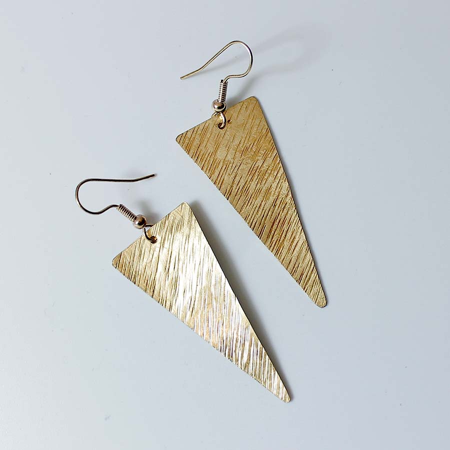 Brass Triangle Drop Earrings - JEMB17 - Uneeka