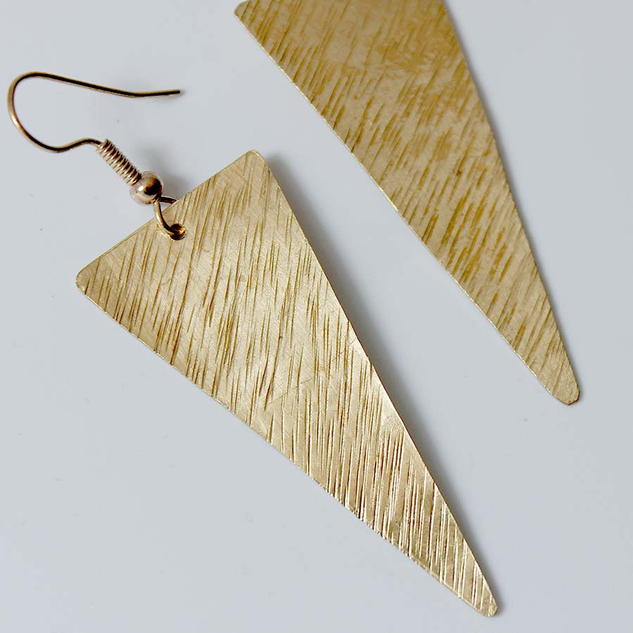 Brass Triangle Drop Earrings - JEMB17 - Uneeka