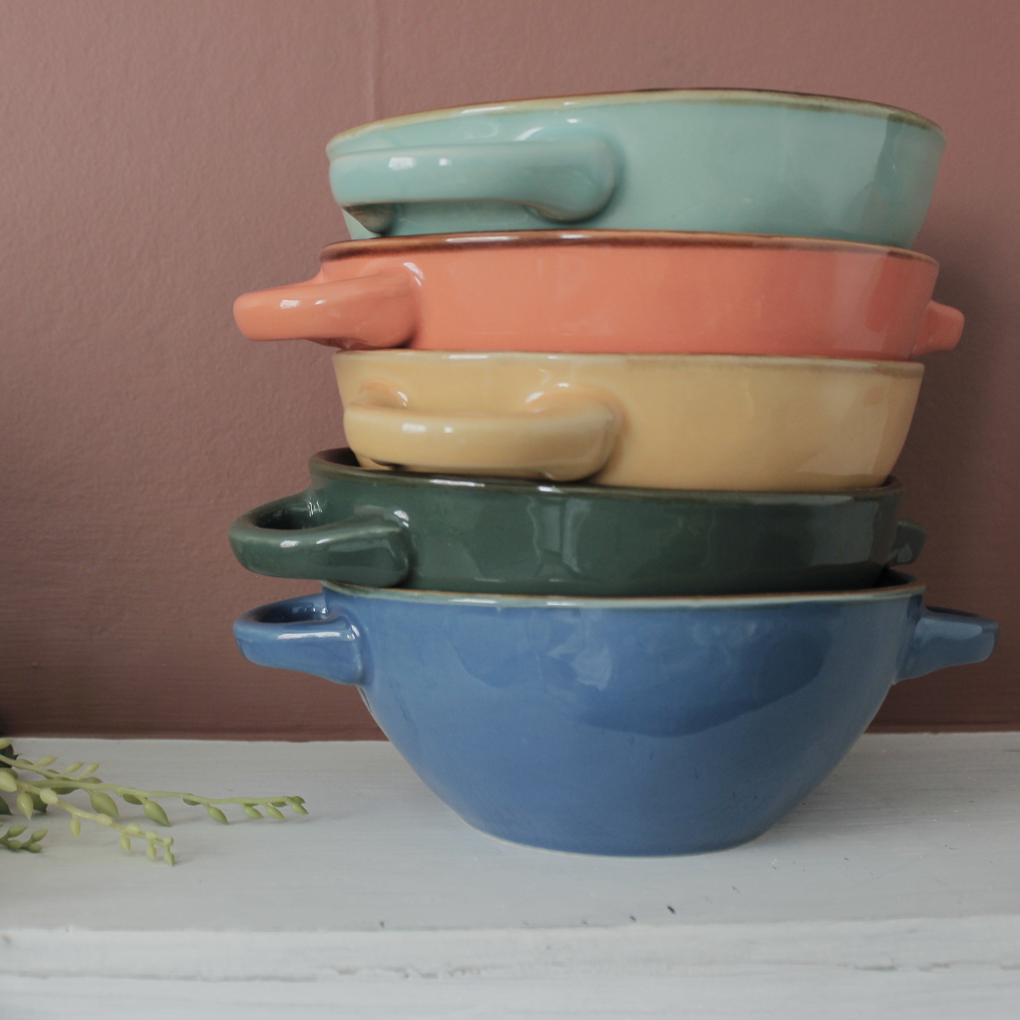 Brightly Coloured Ceramic Soup Bowl with Handle - PR134300010 - Uneeka
