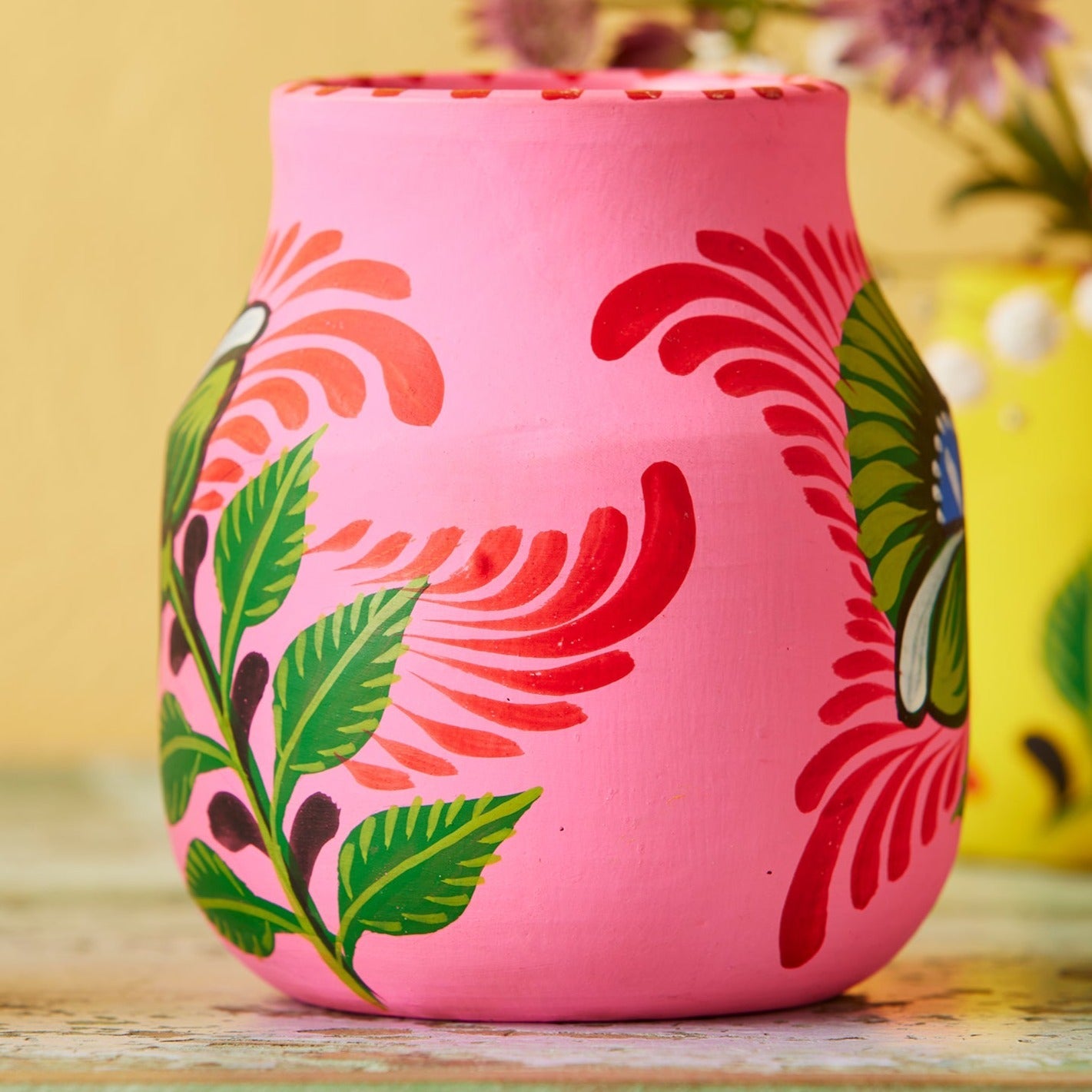 Brightly Coloured Hand Painted Terracotta Planter - PL15 - Uneeka