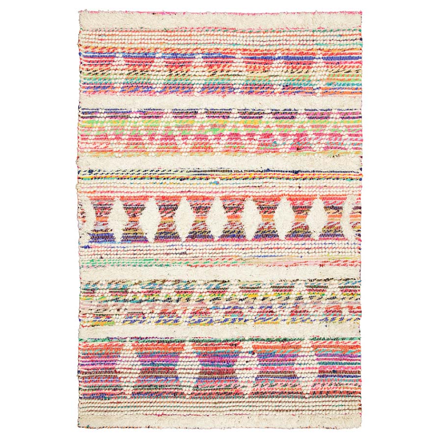 Brightly Coloured Wool & Recycled Thread Rug - R21046 - Uneeka