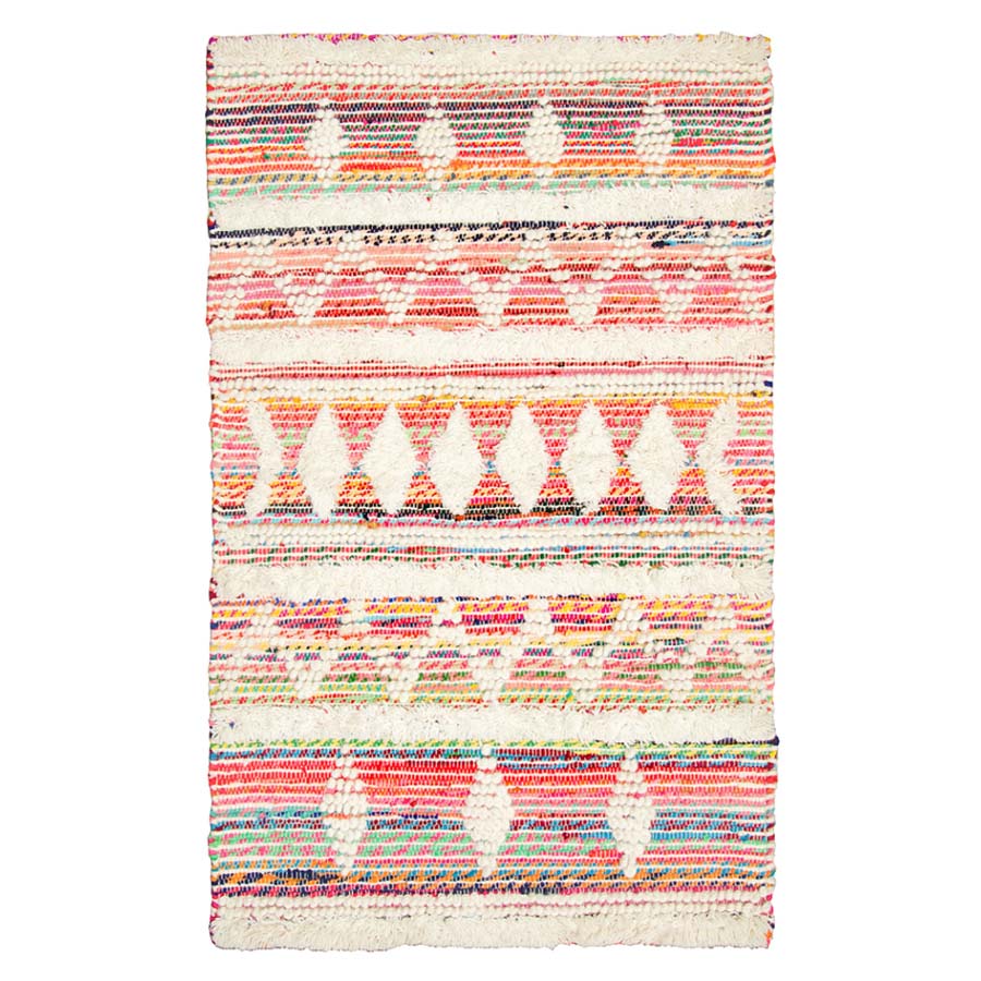 Brightly Coloured Wool & Recycled Thread Rug - R21035 - Uneeka