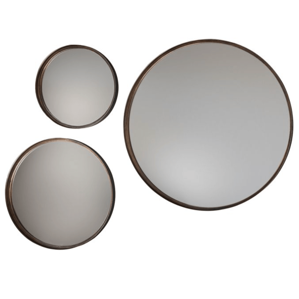 Bronze Finish Round Mirror with Deep Thin Frame - 217095 - Uneeka