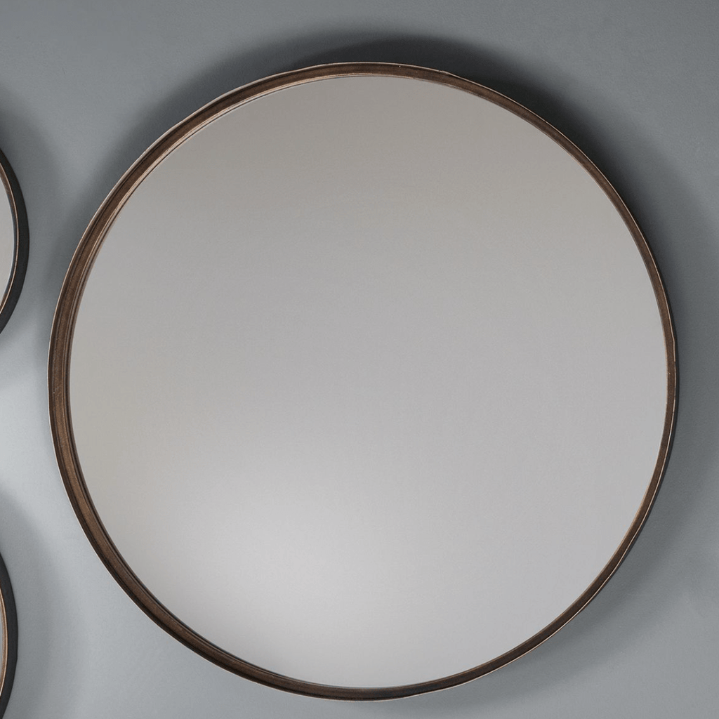 Bronze Finish Round Mirror with Deep Thin Frame - 217095 - Uneeka