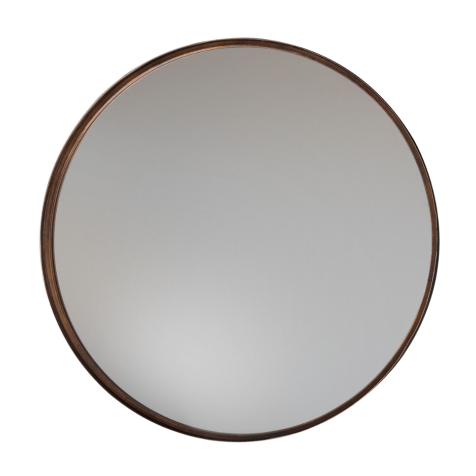 Bronze Finish Round Mirror with Deep Thin Frame - 217095 - Uneeka