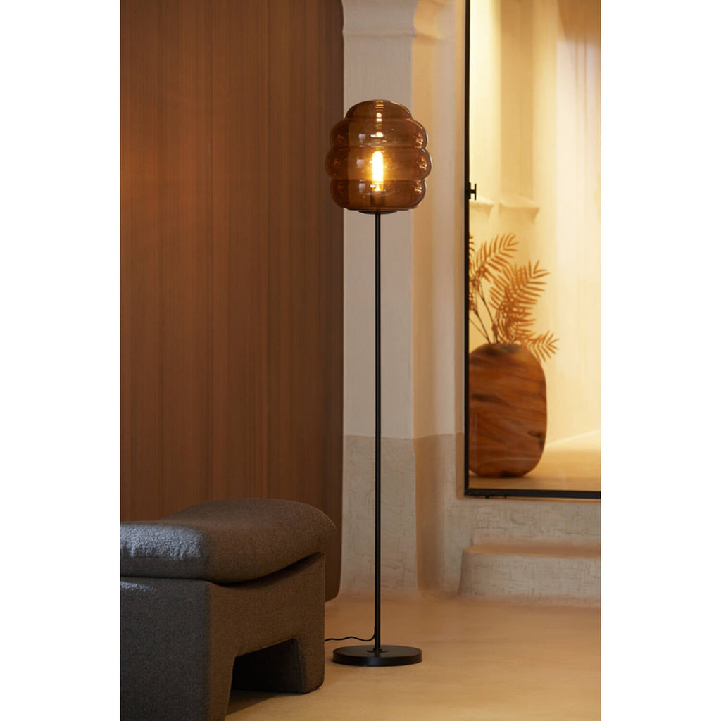 Brown Glass Beehive Style Floor Lamp - 1882764 - Uneeka