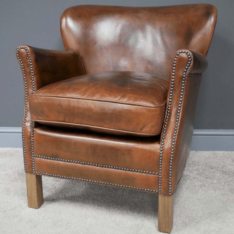 Brown Leather Cosy Chair - 6816 - Uneeka