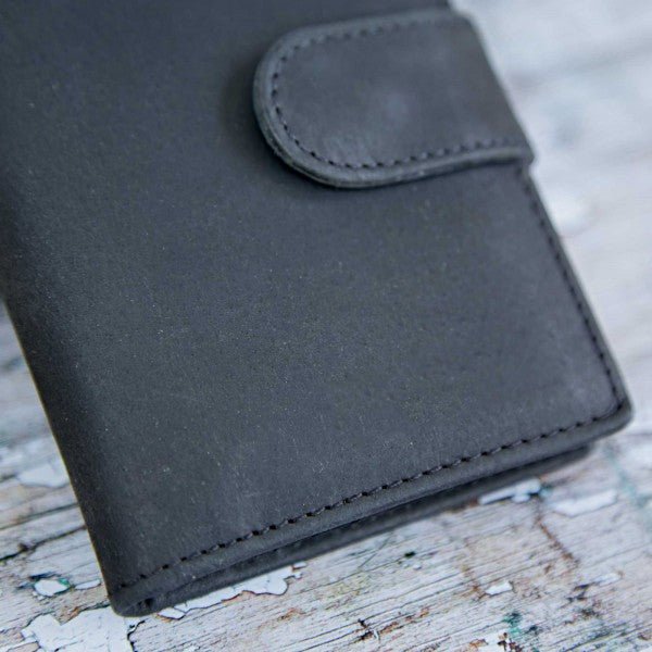 Buffalo Leather Card Wallet - HIBLCCC - BK - Uneeka