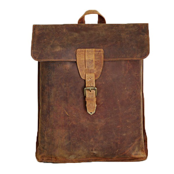 Buffalo Leather Distressed Backpack - HIDLPB - BR - Uneeka