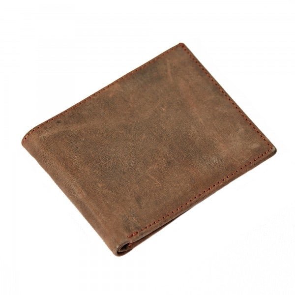 Buffalo Leather Handmade Billfold Wallet - HIBLW1 - BR - Uneeka