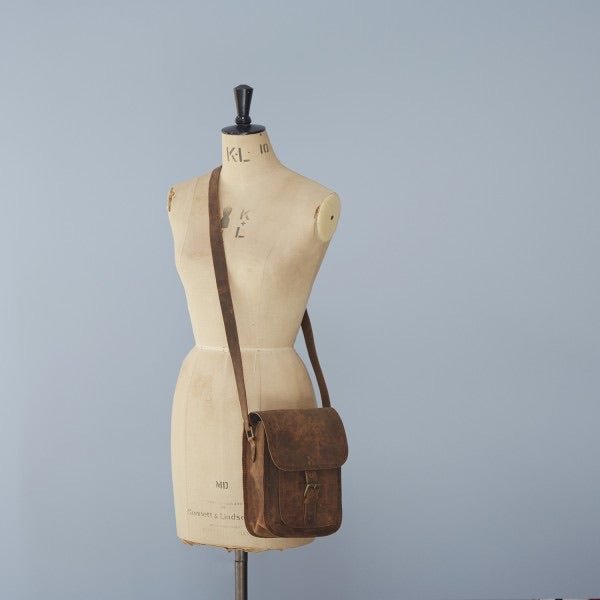 Buffalo Leather Satchel Style Shoulder Bag - HIPSB - BR - Uneeka