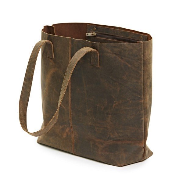 Buffalo Leather Shopping Bag - HIBSHB - BR - Uneeka