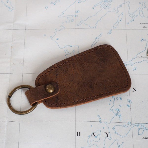 Buffalo Leather Tag with Brass Hoop Keyring - Hibkr1 - BR - Uneeka