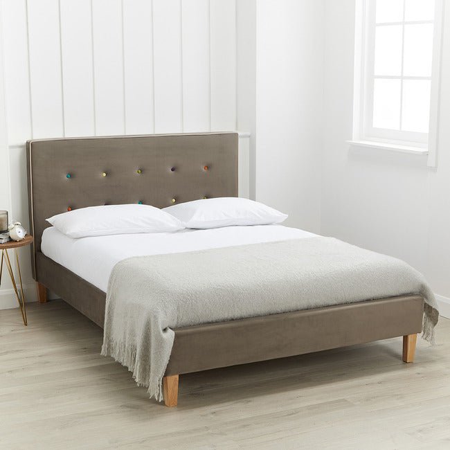 Cambridge Button Back Bed Frame - CAMDGREY4.6 - Uneeka