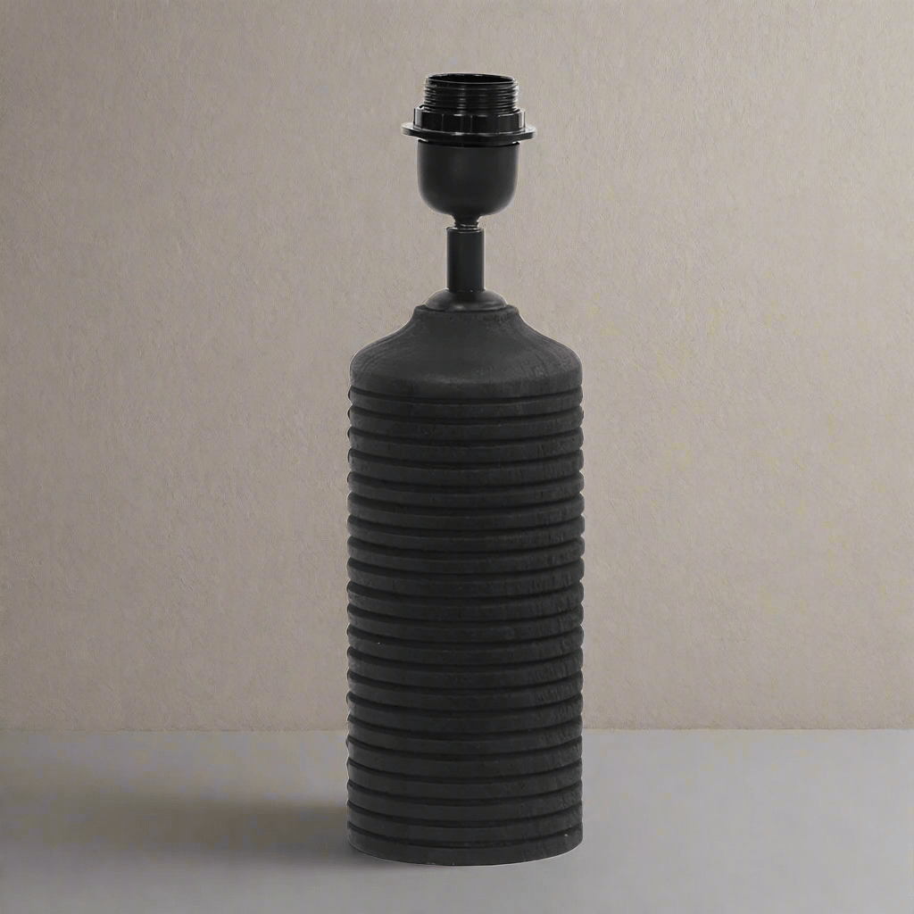 Carved Black Wooden Lamp Base - 7038112 - Uneeka