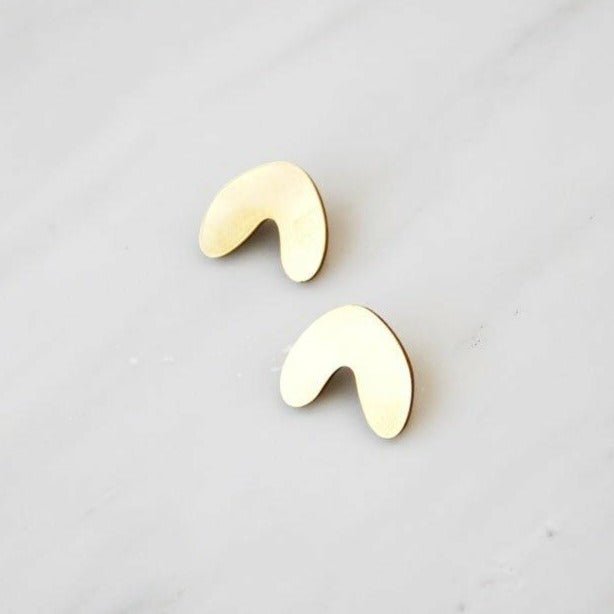 Cassia Studs in Brass* - C130701S - Wolf & Moon sustinable jewellery at Uneeka