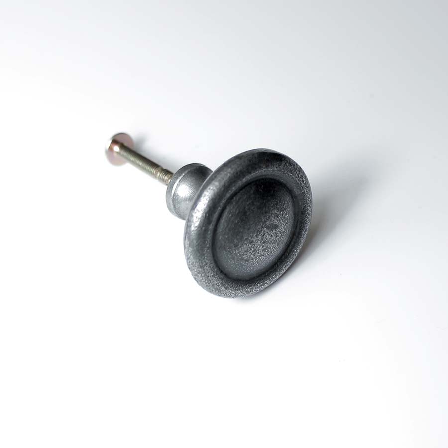 Cast Antique Iron Domed Rim Button Knob - 70.086E.AI.38 - Uneeka