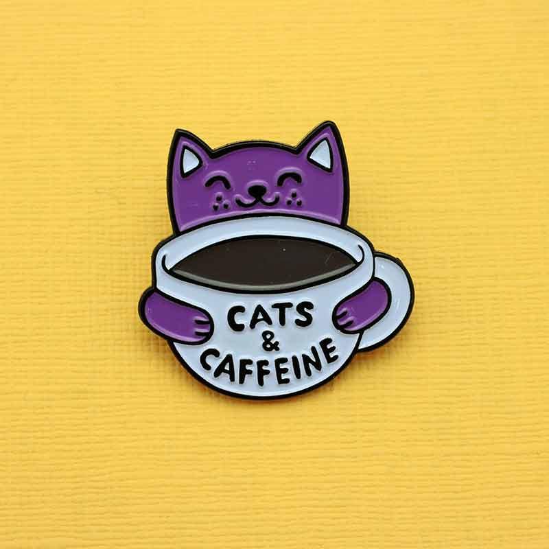 Cats and Caffeine Enamel Pin - EP168 - Uneeka