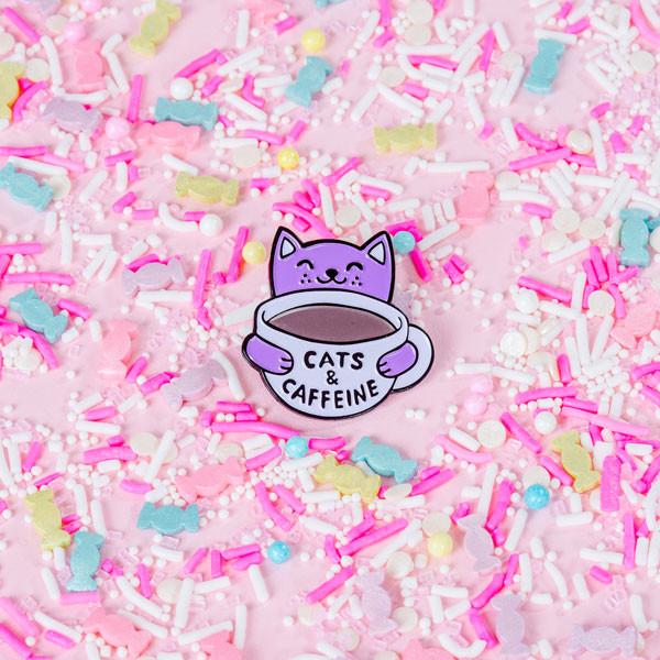 Cats and Caffeine Enamel Pin - EP168 - Uneeka