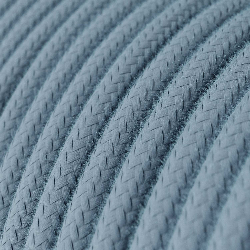 Round 3 Core Electric Cable Covered with Cotton in Ocean Blue/Grey* close up