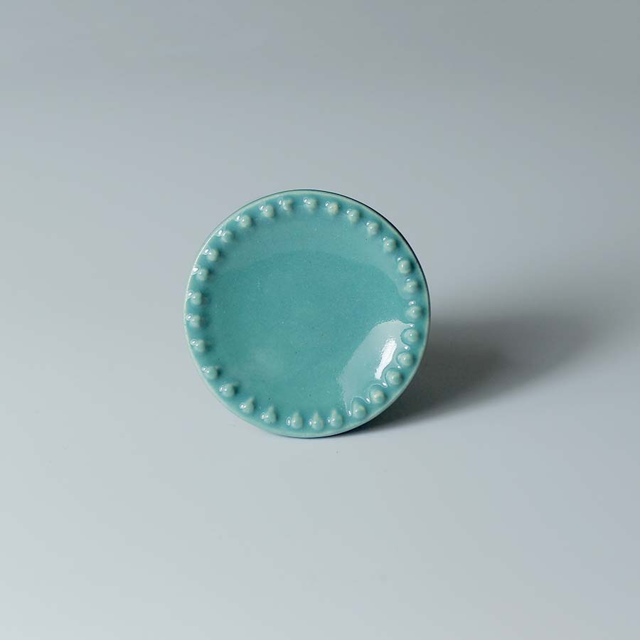 Ceramic Doorknob With Embossed Edge - DK103 teal - Uneeka